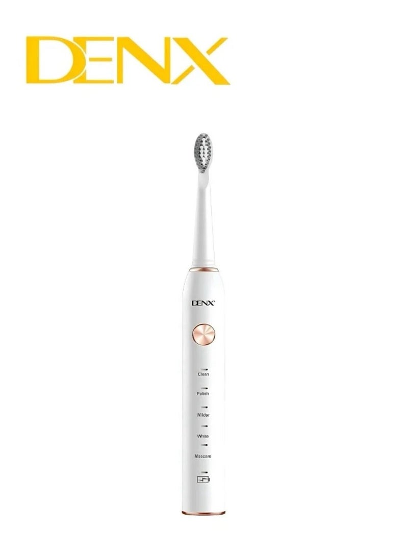 Denx Electric Toothbrush with 3 Brush Heads, Ultrasonic Motor, 5 Modes, Rechargeable, IPX7 Waterproof, Electric Toothbrush for Adults and Teens DX2579 - Image 3