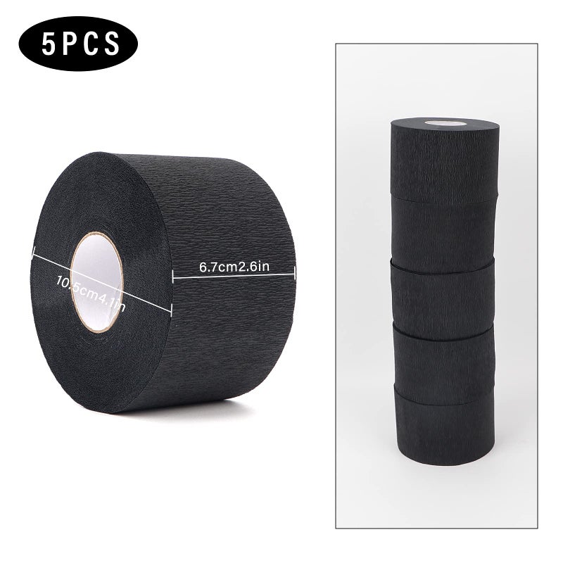 ooloveminso Barber Neck Strip 5 Rolls, ooloveminso Barber Accessories Barbershop Salon Supplies, Disposable Stretchy Neck Strip Hair Edge Paper for Haircuting Styling 500 Strips (Black)  - Image 2