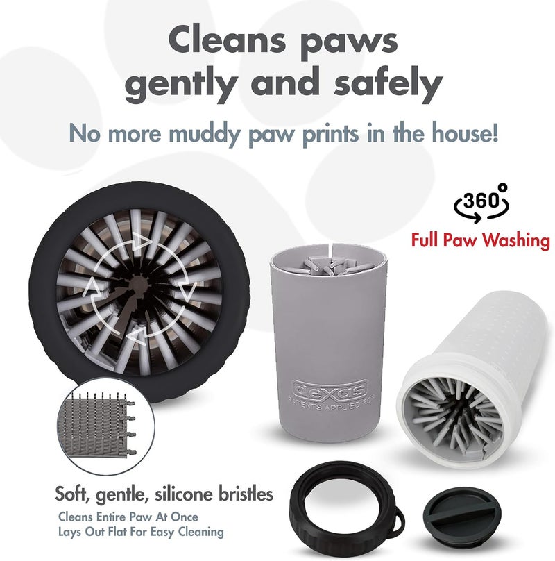 Dexas Lidded MudBuster Portable Dog Paw Cleaner, Light Gray, Medium with Lid - Image 2