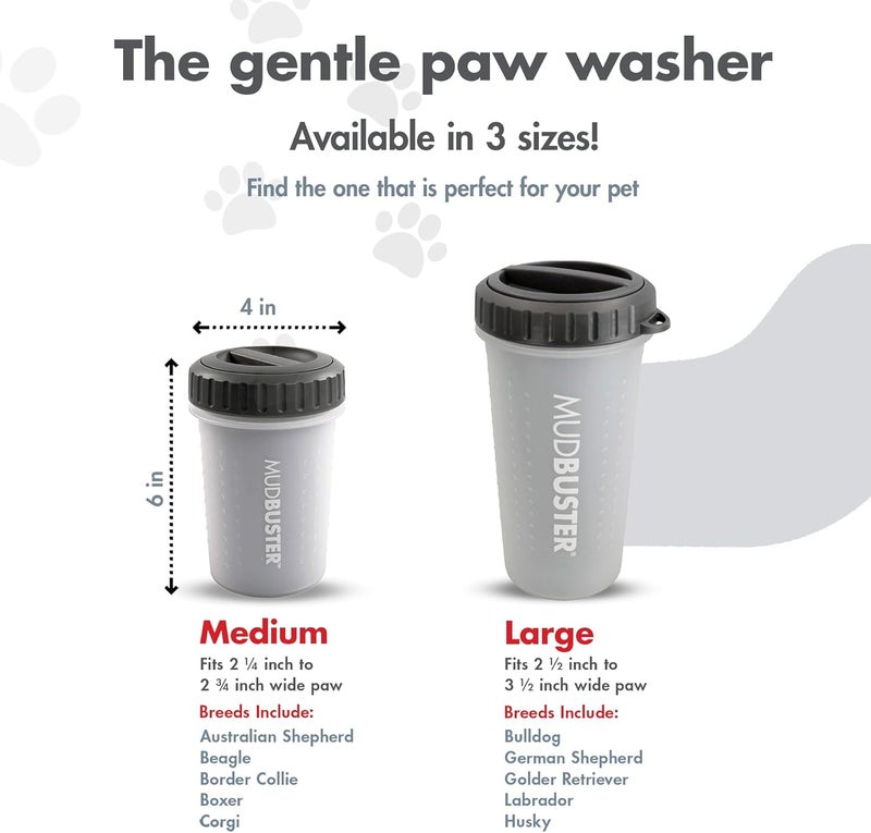 Dexas Lidded MudBuster Portable Dog Paw Cleaner, Light Gray, Medium with Lid - Image 3