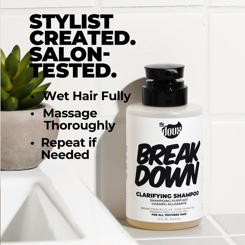 The Doux BREAKDOWN Clarifying Shampoo for Curly & Textured Hair â€” Vitamin E & Rosemary Detox Shampoo for Men & Women â€” Sulfateâ€‘Free, Antiâ€‘Buildâ€‘Up & Oily Hair Cleanser - Image 4