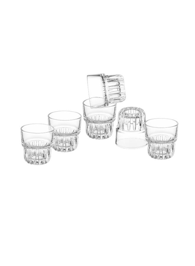 6 clear glass cups for use in events and serving welcome juices, size 6 cm. - Image 2
