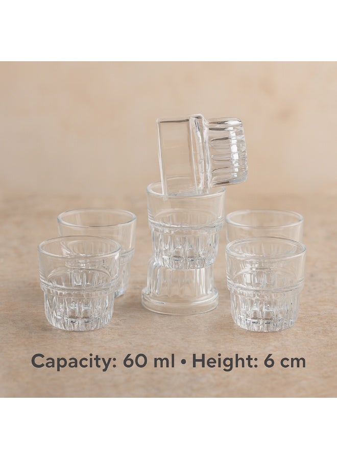 6 clear glass cups for use in events and serving welcome juices, size 6 cm. - Image 1
