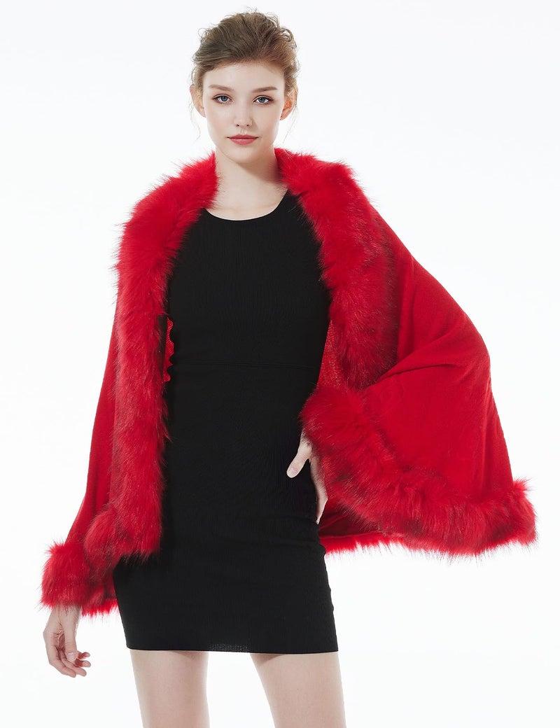 BEAUTELICATE Faux Fur Shawl Wrap Stole Shrug Bridal Winter Wedding with Hook - Image 5