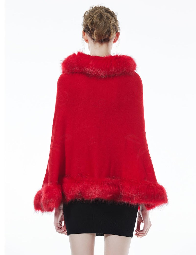 BEAUTELICATE Faux Fur Shawl Wrap Stole Shrug Bridal Winter Wedding with Hook - Image 3