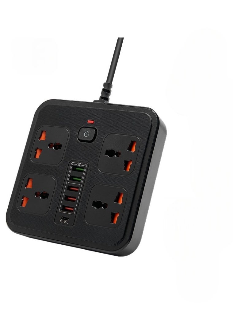 Generic - Power Strip Surge Protector, 5 Ft Extension Cord with Multiple Outlets, Multi Plug Outlet Extender with 4 USB Ports with type c port, Wall Mount Desk for Home Office Dorm Room Essentials - Image 1