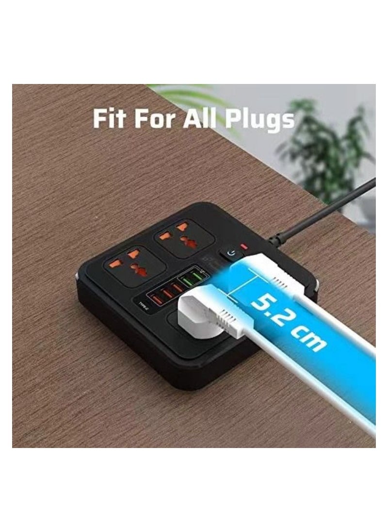 Generic - Power Strip Surge Protector, 5 Ft Extension Cord with Multiple Outlets, Multi Plug Outlet Extender with 4 USB Ports with type c port, Wall Mount Desk for Home Office Dorm Room Essentials - Image 1