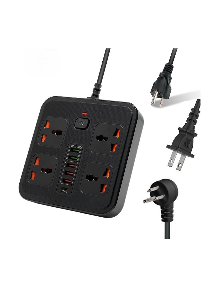 Generic - Power Strip Surge Protector, 5 Ft Extension Cord with Multiple Outlets, Multi Plug Outlet Extender with 4 USB Ports with type c port, Wall Mount Desk for Home Office Dorm Room Essentials - Image 1
