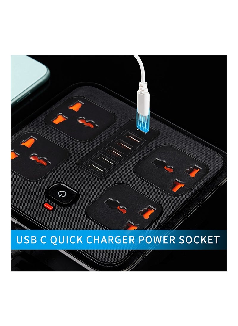 Generic - Power Strip Surge Protector, 5 Ft Extension Cord with Multiple Outlets, Multi Plug Outlet Extender with 4 USB Ports with type c port, Wall Mount Desk for Home Office Dorm Room Essentials - Image 1