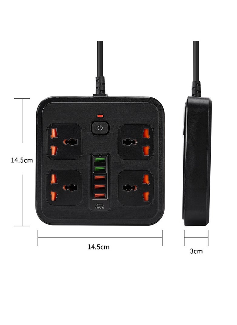 Generic - Power Strip Surge Protector, 5 Ft Extension Cord with Multiple Outlets, Multi Plug Outlet Extender with 4 USB Ports with type c port, Wall Mount Desk for Home Office Dorm Room Essentials - Image 1