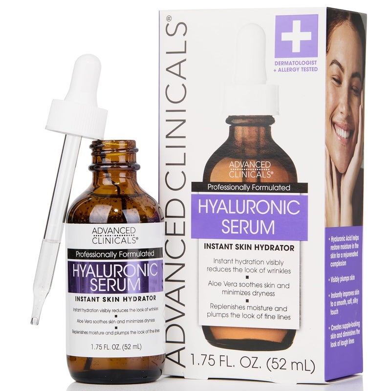 Advanced Clinicals Advanced Clinicals Pure Hyaluronic Acid Serum For Face  Facial Moisturizer  Hydrating Facial Skin Care Product  Anti Aging Serum For Face Wrinkles Dark Spots Fine Lines  Dry Skin 175 Fl Oz 