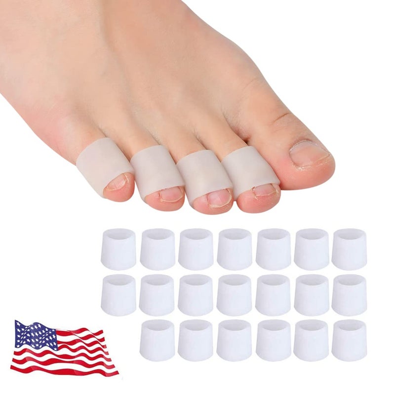 Toe Protectors Women Men 20 Pcs Silicone Toe Sleeves Corn Pads for Pinky Toe Pain Relief Pinky Toe Protector Gel Toe Covers for Bunion Blisters Hammer Toes Toenails Loss