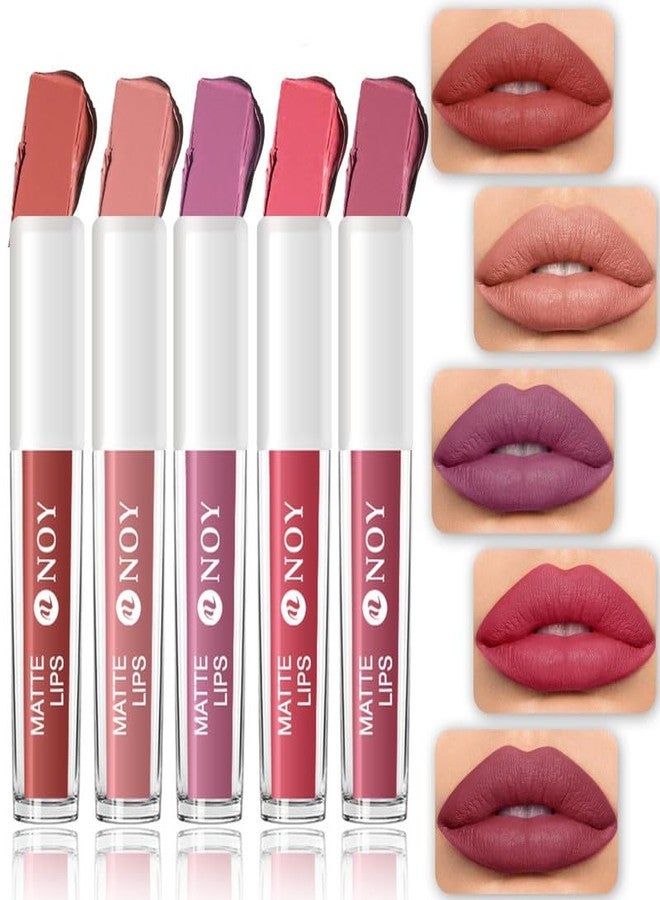 NOY Pure Matte Nudee Liquid Lipstick|100% Waterproof, Non Transfer & Smudgeproof|Brown Nudde, Nude, Nudee Pink, Tan Nude, Mauve Nudee (Pack 5) #WC120 - Image 2