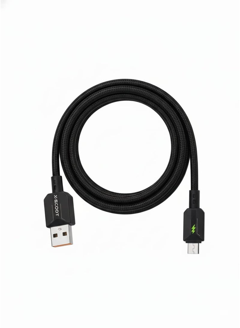 X-SCOOT CL-158 60W Micro USB Data Cable – Superfast 1000mm Woven Fast Charging Cable with LED Indicator and High-Speed Data Transmission - Image 1