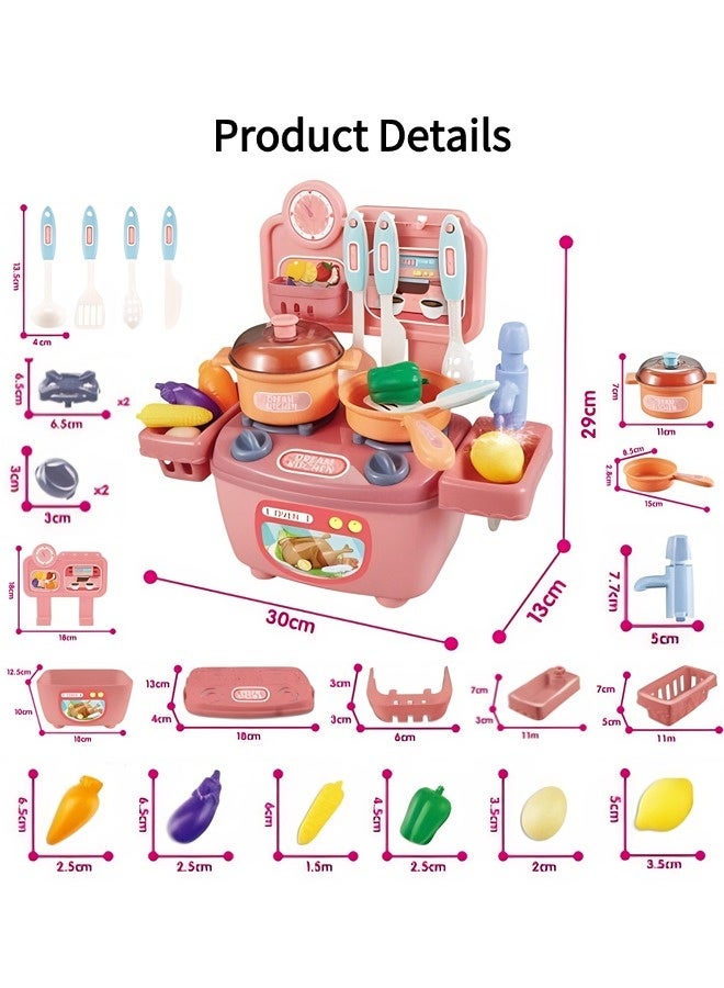 جني ثروة طقم ألعاب مطبخ، إكسسوارات مطبخ اللعب، ألعاب مطبخ صغيرة للأطفال، طقم طبخ محاكاة مع مياه دائرية، أدوات مطبخ ونموذج فاكهة للبنات والأولاد - Image 2