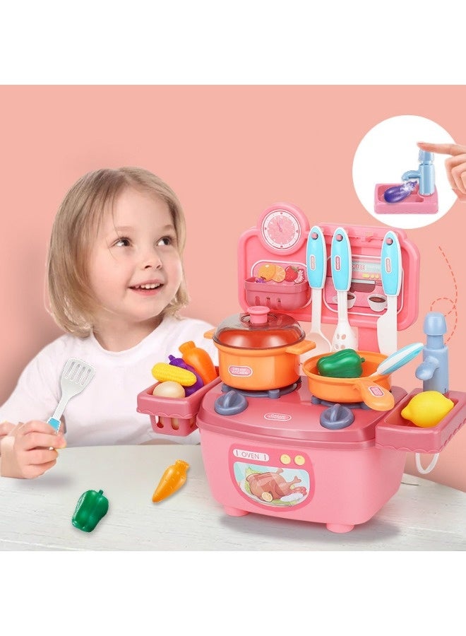 جني ثروة طقم ألعاب مطبخ، إكسسوارات مطبخ اللعب، ألعاب مطبخ صغيرة للأطفال، طقم طبخ محاكاة مع مياه دائرية، أدوات مطبخ ونموذج فاكهة للبنات والأولاد - Image 3