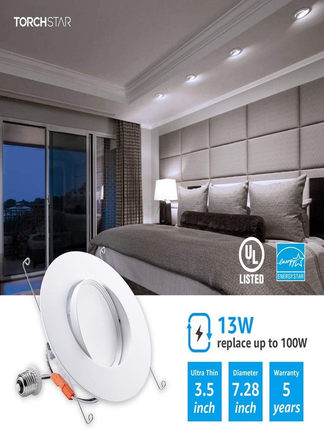 TORCHSTAR 5/6-Inch Retrofit LED Gimbal Downlight, 900lm, 13W (100W Equiv.), UL & Energy Star Certified Dimmable Recessed Light, CRI90+, 5000K Daylight, 5 Years Warranty - Image 3