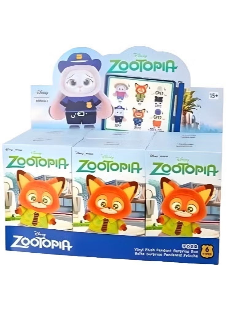 Miniso (Pack of 6) Miniso Zootopia Series Blind Box Disney Vinyl Plush Pendant and Keychain Mystery Blindbox. - Image 1