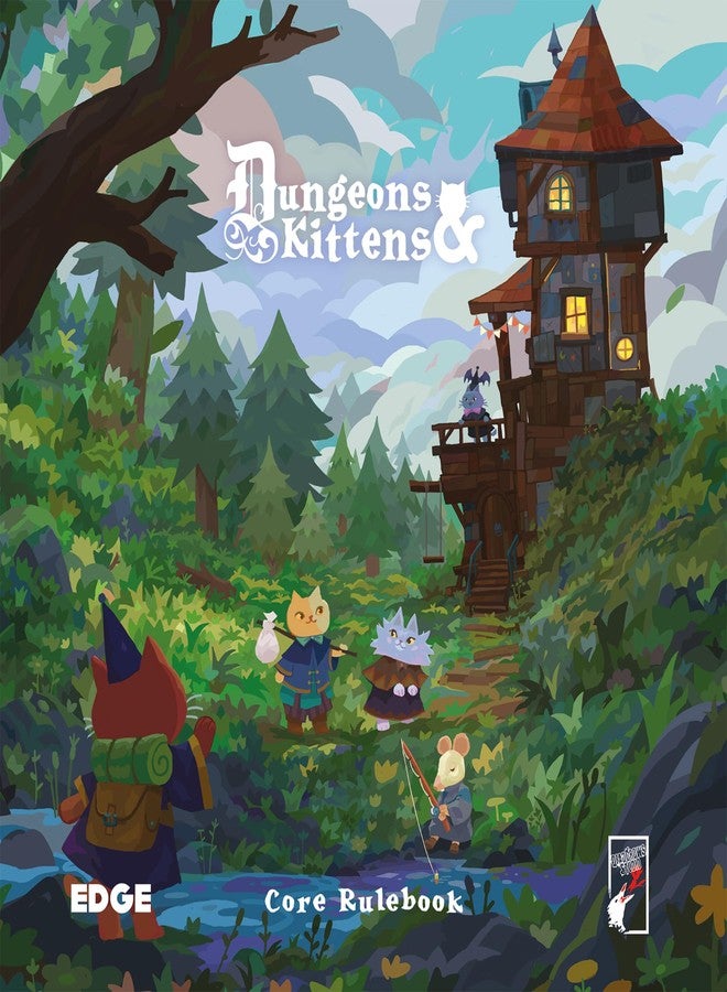 إيدج كتاب القواعد الأساسية للعبة تقمص الأدوار Dungeons & Kittens - لعبة تقمص أدوار خيالية رائعة على الطاولة مع قطط سحرية، مغامرات جاهزة للعب للأطفال والكبار، من عمر 8 سنوات فما فوق، من 2 إلى 6 لاعبين، مدة اللعب 90 دقيقة - Image 1