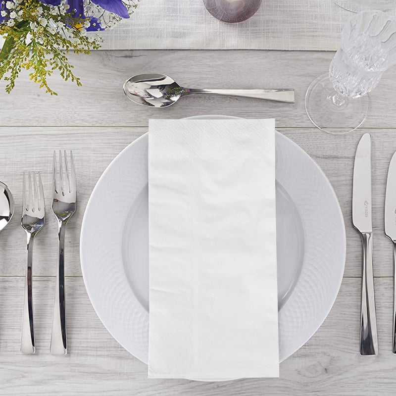 YOCHANDA 100 Pack Paper Napkins Guest Towels Disposable  Premium Quality 2-ply Dinner Napkins Disposable Soft  Absorbent  Party Napkins Wedding Napkins for Kitchen  Dinners or Events (white paper  Count  100) - Image 4