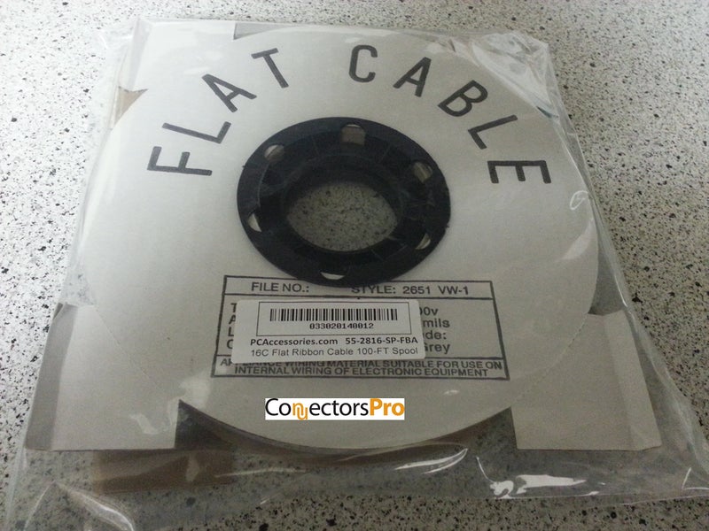 Pc Accessories - Connectors Pro 100 Feet Spool 16P IDC Silver Flat Ribbon Cable, 16 Wire, 16 Conductors for 2.54mm 0.1" Pitch Connectors - Image 3