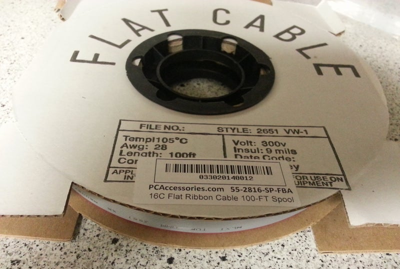 Pc Accessories - Connectors Pro 100 Feet Spool 16P IDC Silver Flat Ribbon Cable, 16 Wire, 16 Conductors for 2.54mm 0.1" Pitch Connectors - Image 1