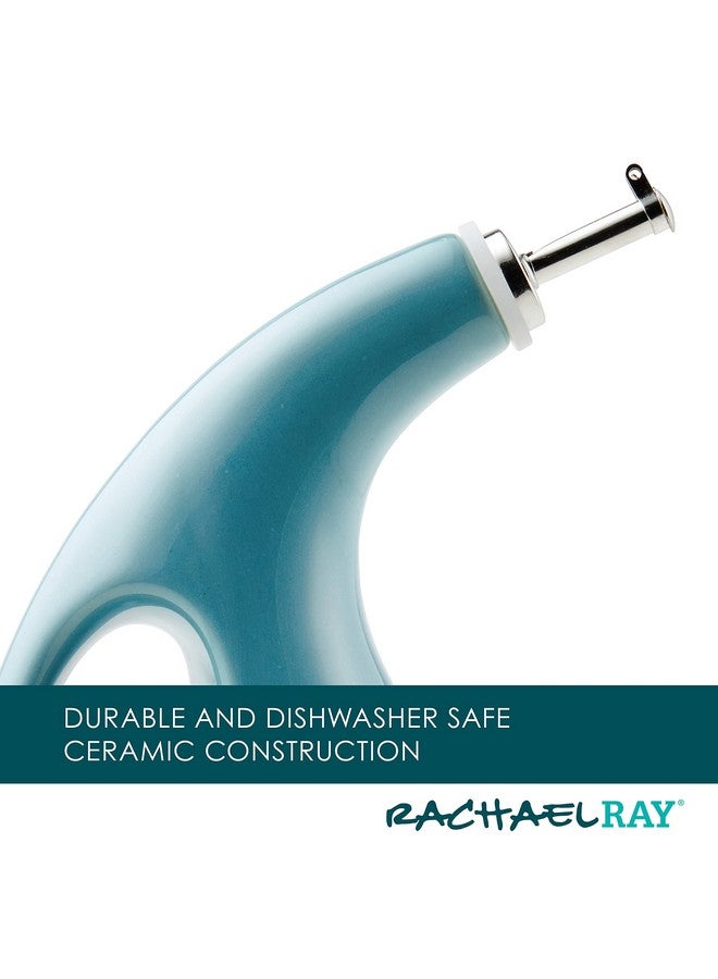 Rachael Ray Rachael Ray 48467 Ceramic EVOO Oil and Vinegar Dispensing Bottle with Spout, 24 Ounce - Agave Blue  - Image 5