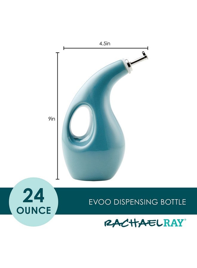 Rachael Ray Rachael Ray 48467 Ceramic EVOO Oil and Vinegar Dispensing Bottle with Spout, 24 Ounce - Agave Blue  - Image 2