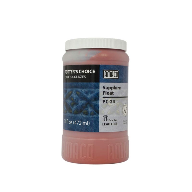 Amaco Potter’s Choice Glaze – Sapphire Float PC-24, High Fire, Lead-Free, 1 Pint