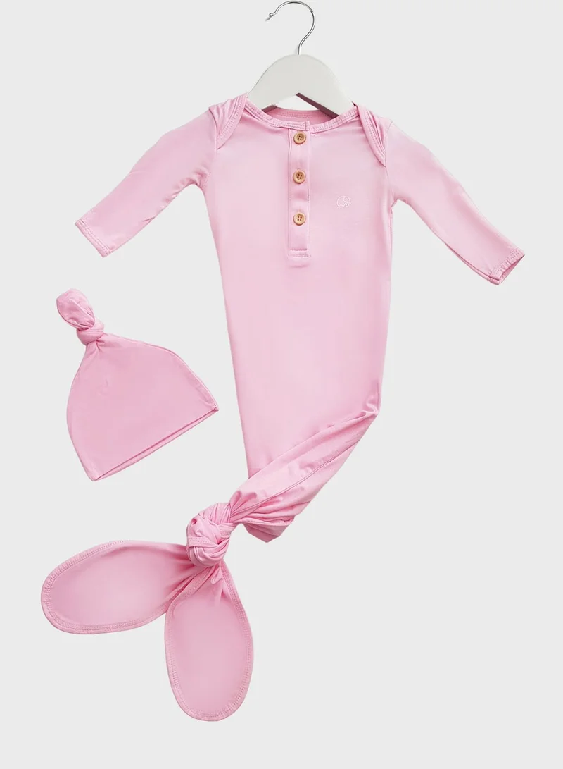 Anvi Baby Infant Bamboo Knot Bodysuit & Beanie Set