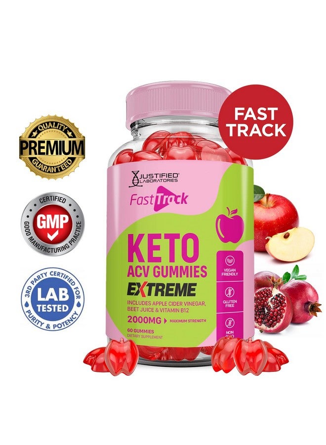 Justified Laboratories (3 Pack) Fast Track Keto ACV Gummies Extreme 2000MG Fasttrack Keto Gummies Apple Cider Vinegar Formulated with Pomegranate Beet Juice Powder B12 Vegan Non GMO 180 Gummys - Image 2