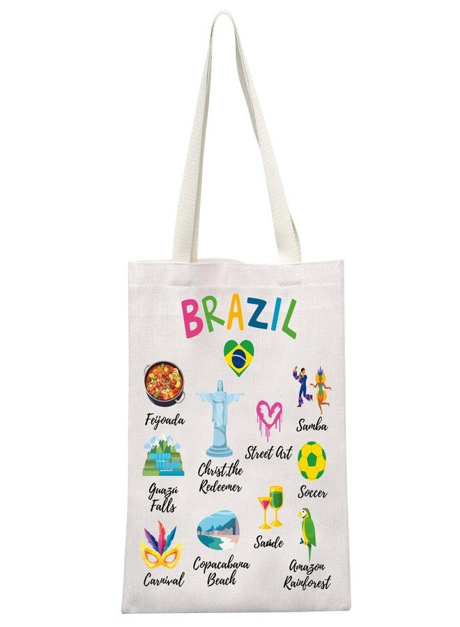 MEIKIUP Brazil Canvas Tote Bag - Brazilian Landmark Bag Lover Gift & Tourist Souvenir - Image 1