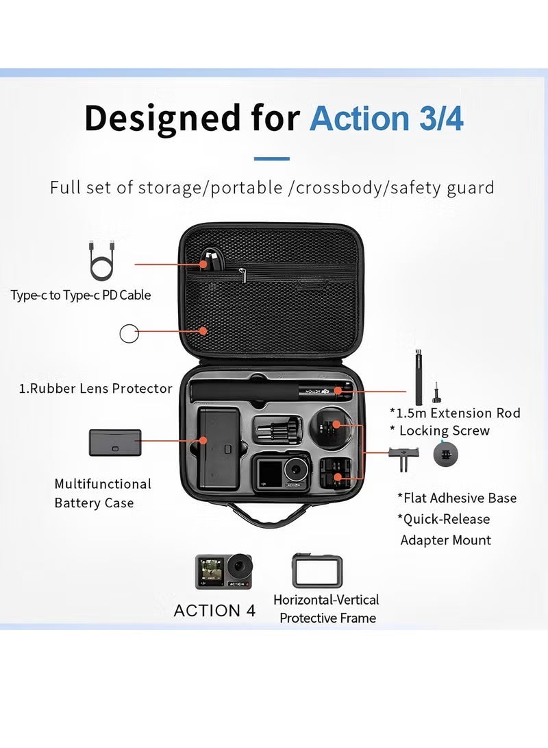 حقيبة حمل Skycare Action 5 Pro لجهاز DJI Osmo Action 5 Pro/Action 4 - غلاف صلب، مقاوم للصدمات ومرنة للسفر مع مخزن للإكسسوارات - Image 4
