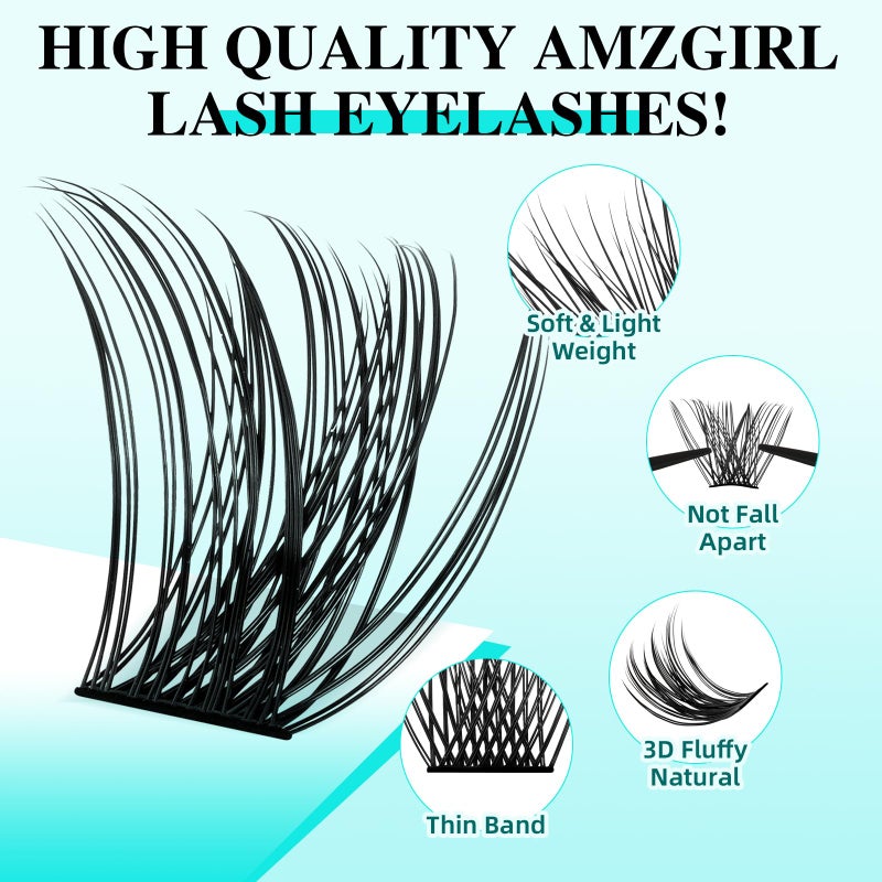 AMZGIRL LASH Lash Clusters 144Pcs Eyelash Extension Midnight Lashes Extensions Natural Cluster Lashes for Individual Eyelashes Extension by AMZGlRL(D-Mix8-16mm) - Image 3