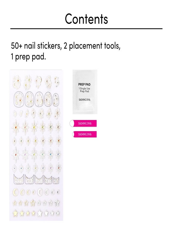 Dashing Diva Magic Pick Nail Stickers - Midnight Moonlight | Easy Nail Art Stickets | Comes with 50+ Stickers and 2 Precision Placement Tools - Image 3