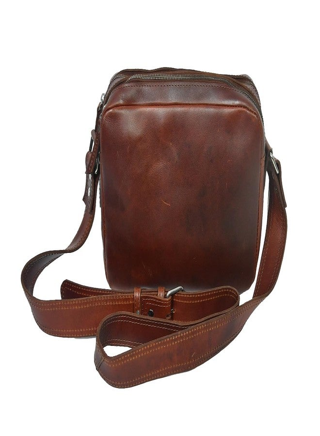 Celtic Unisex Full Grain Leather Crossbody Bag with Dual Zipper Compartments - Image 1