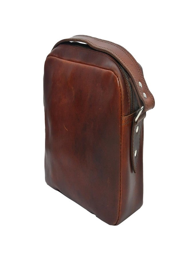 Celtic Unisex Full Grain Leather Crossbody Bag with Dual Zipper Compartments - Image 5