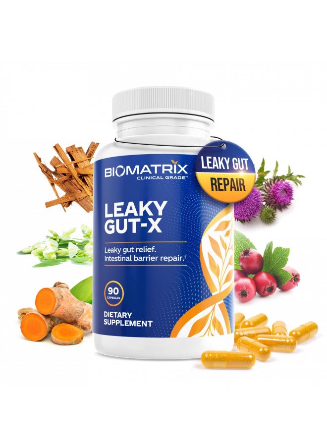 BioMatrix - BioMatrix Leaky Gut Repair Supplement, IBS Relief, L-Glutamine, Quercetin, Cat's Claw, MSM, Hawthorn Leaf, Digestive Support for Men and Women, 1-Month Supply | 90 Veggie Caps - Image 1