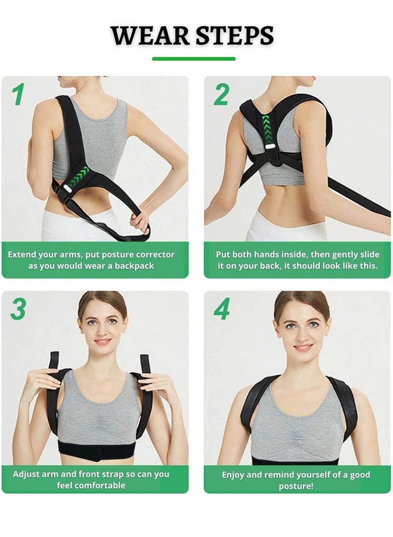 قطوب مشد تصحيح وضعية الجسم للنساء – دعم الظهر والكتفين، يخفف آلام الرقبة، يحسن استقامة العمود الفقري ويعالج تحدب الظهر | مناسب للاستخدام اليومي في المنزل، العمل والسفر - Image 5