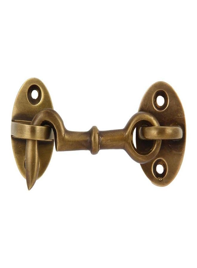 A29 Cabin Hook, 2 3/4 inches Brass Latch, Cabin Door Gate Latches, Window Sash Catch Hook Lock Barn Door Locks and Latches, Antique Brass Finish - Set of 2 - Image 2