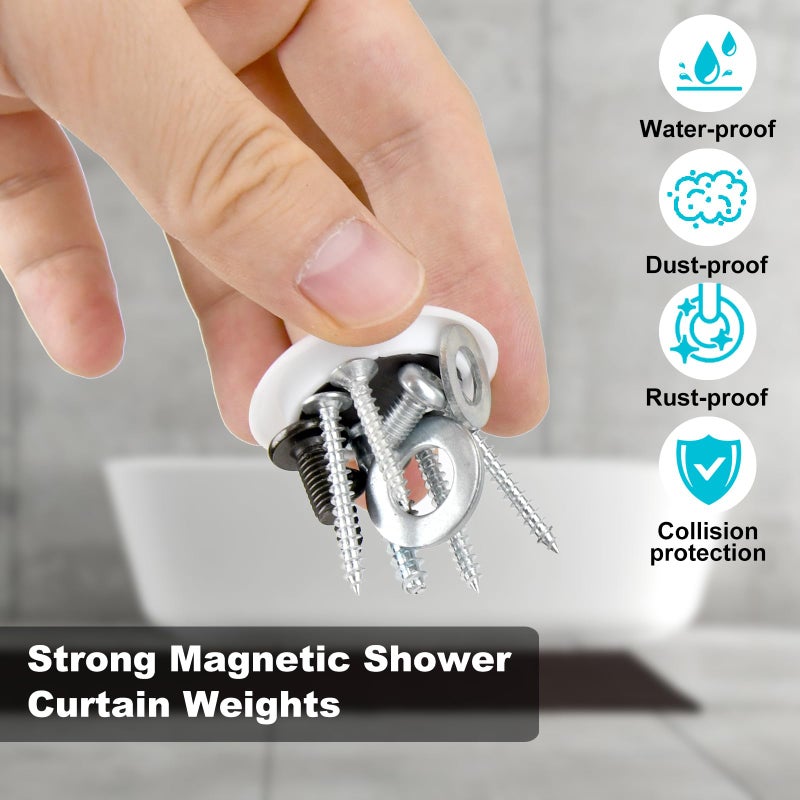 Mositear 12 PCS Shower Curtain Weights, Magnetic Shower Curtain Weights, Shower Curtain Magnets, Prevent Curtain Liner from Blowing Around, Curtain Weights Heavy Outdoor for Drapery, Flag, Tablecloth - Image 3