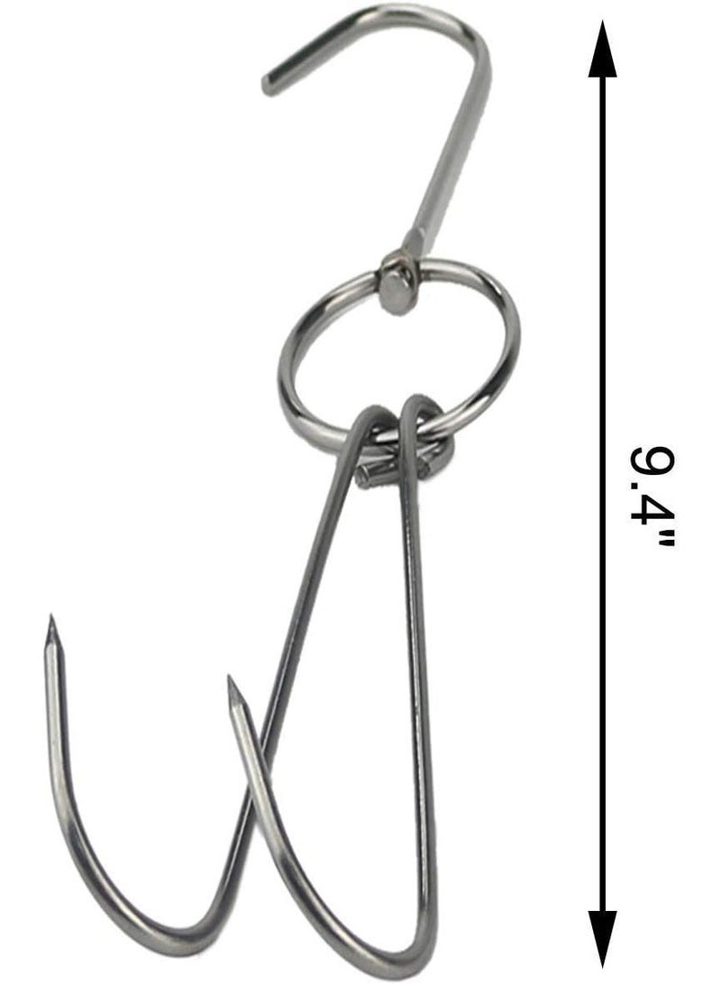 jaexest 9.4" Stainless Steel Double Meat Hooks Roast Duck Bacon Shop Hook BBQ Grill Hanger Cooking Tools Accessories (3Packs) - Image 2