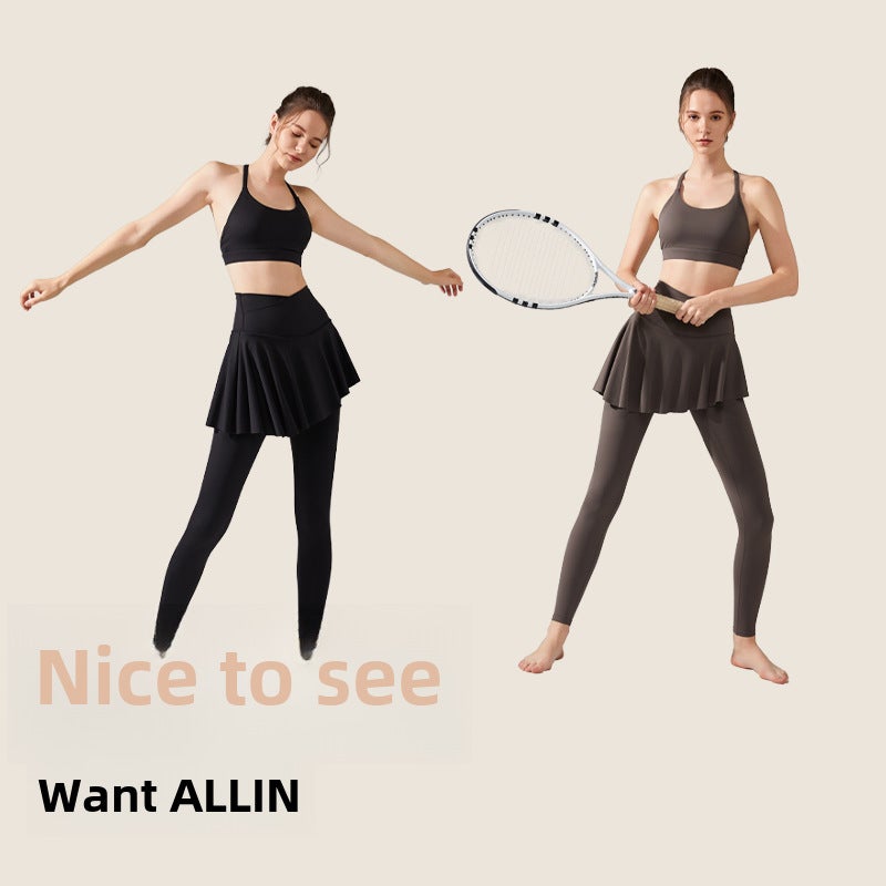 Lycra High-waist Running Yoga Skirt Pants Black  - Image 4