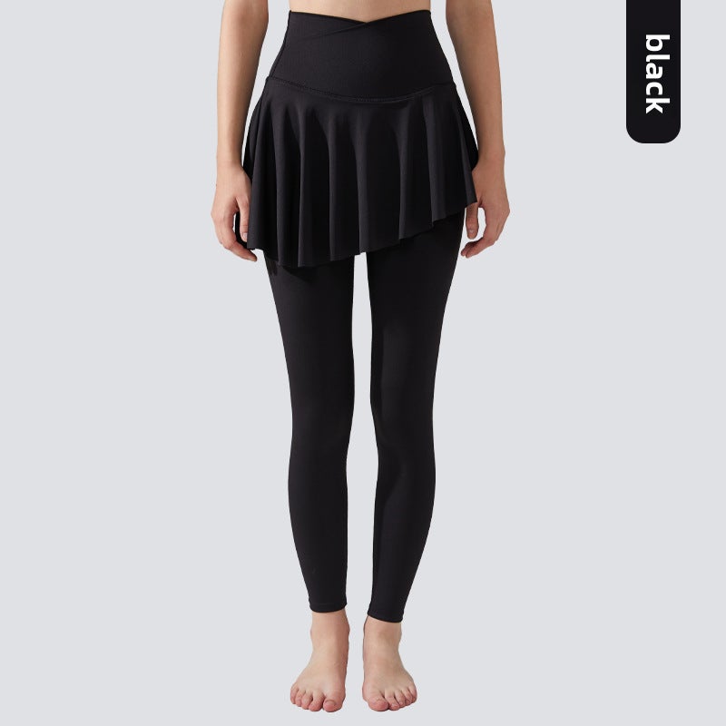 Lycra High-waist Running Yoga Skirt Pants Black  - Image 1