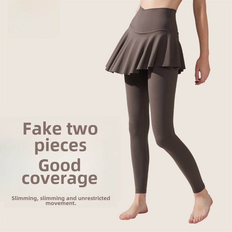 Lycra High-waist Running Yoga Skirt Pants Black  - Image 2