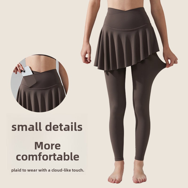 Lycra High-waist Running Yoga Skirt Pants Black  - Image 3