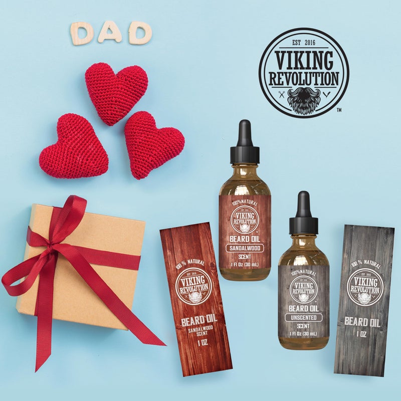Viking Revolution Sandalwood and Unscented Beard Oil for Men - Natural Mens Beard Oil with Argan Oil and Jojoba Oil - Beard Softener, Strengthens and Moisturizes - Beard Conditioner for Men (2 Pack) - Image 3