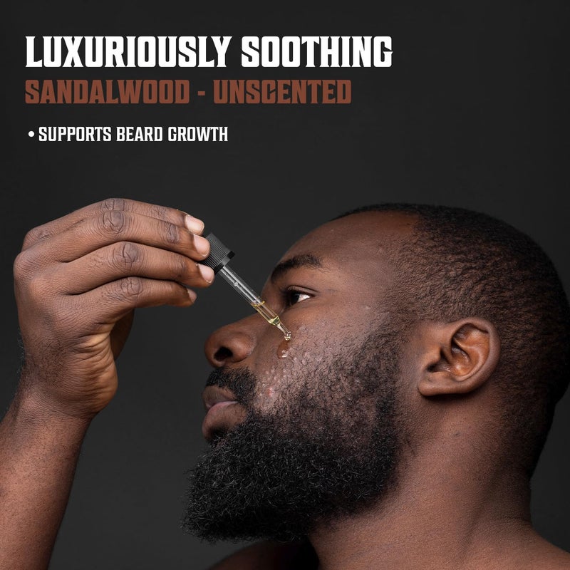 Viking Revolution Sandalwood and Unscented Beard Oil for Men - Natural Mens Beard Oil with Argan Oil and Jojoba Oil - Beard Softener, Strengthens and Moisturizes - Beard Conditioner for Men (2 Pack) - Image 4