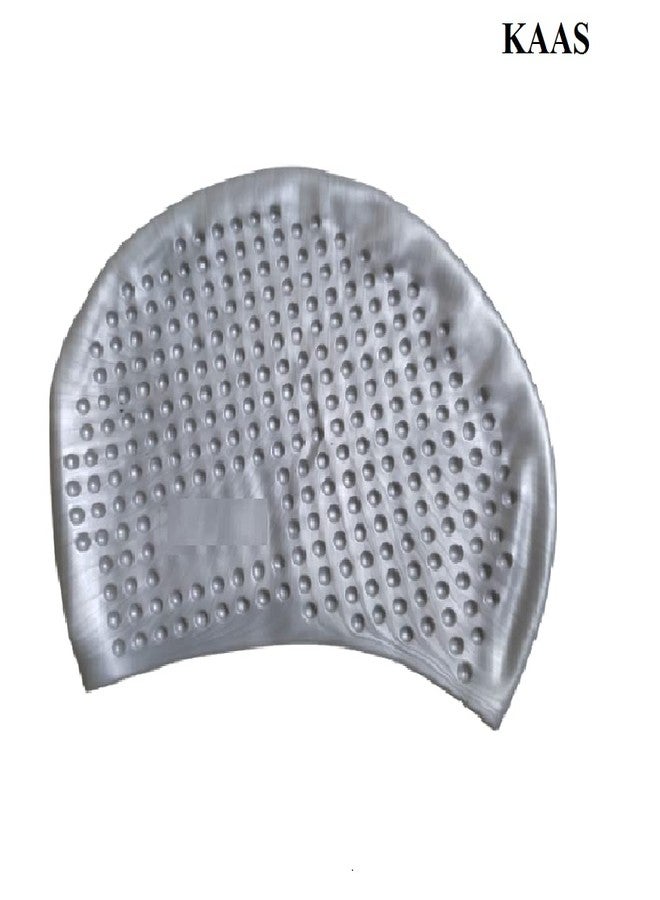 KAAS Full Head Dotted Swimming Cap (Grey) - Image 3