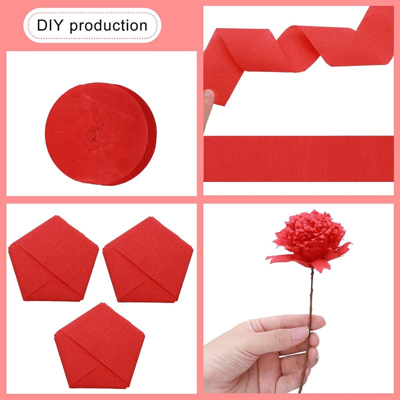 كلاراكو 9 لفات من ورق الكريب لتزيين الحفلات، بطول 246 ياردة، بثلاثة ألوان، لحفلات الزفاف وأعياد الميلاد والتجمعات العائلية ومستلزمات الحفلات (أسود، أبيض، أحمر، تصميم بسيط) - Image 2